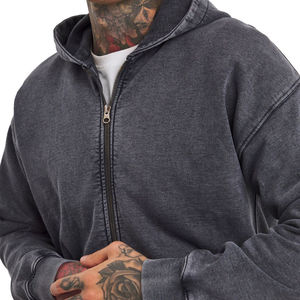 OEM Custom Men's Oversized Hoodie Heavyweight Cotton <b>Blend</b> Distressed Streetwear Vintage Washed Loose Fit Hoodies - Product Image 6