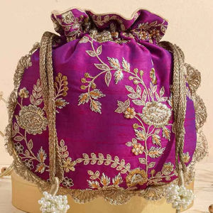 Sac Potli artisanal pour femmes, broderie ethnique, polyester écologique, emballage cadeau, sac à main en gros - Product Image 1