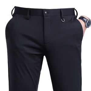 <b>Men</b> High <b>Waisted</b> Business Solid Color Formal Suit Pants Plus Size New Styles Naples Zipper Fly Flat Front Wholesale - Product Image 4