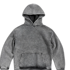 Sweat à capuche gris délavé à l'acide, style vintage, pull oversize, molleton de coton doux, streetwear décontracté, sweat à capuche d'hiver pour homme et femme - Product Image 2