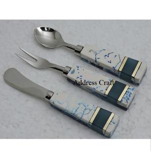 Juego de cubiertos de acero inoxidable de alta calidad, cubiertos chapados en cobre con mango de resina para bodas, hoteles, elementos esenciales de cocina sostenibles - Product Image 6