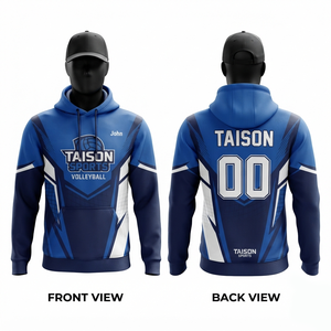 Sweat à capuche de volley-ball en polaire polyester brossé premium 320 GSM, bleu marine et blanc, avec logo personnalisé, imperméable, respirant, unisexe - Product Image 1