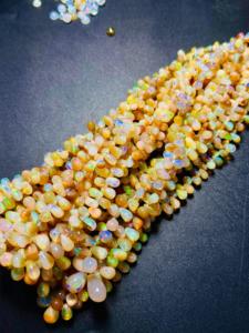 Perles de pierre en forme de larme d'opale éthiopienne faites à la main bijoux en pierres précieuses opale Welo naturelle lisse bijoux en perles en vrac - Product Image 3