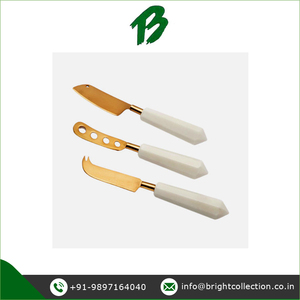 Exportateur de la meilleure qualité de 3 couteaux à fromage en acier inoxydable à manche en marbre disponibles à un prix de marché pratique - Product Image 3