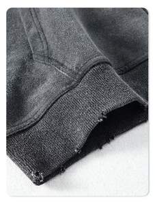 Sudadera con capucha de invierno para hombre, diseño personalizado, 100% algodón, con cremallera completa, efecto desgastado, ecológica, cortavientos, con logo bordado personalizado - Product Image 3