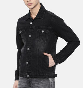 New Design Embroider Logo Patch Printed Custom Men Jeans Jacket Wash Black High Street Denim Jacket Men - Product Image 4