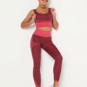 Ensemble de yoga pour femmes tendance 2025, nouvelle arrivée, devant uni, logo personnalisé, 2 pièces, respirant - Product Image 2