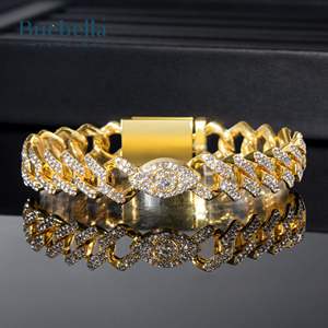 12mm 18K Gold 925 Sterling Silver VVS Moissanite Round Brilliant Cut Iced Eyes <b>Cuban</b> Hip Hop <b>Bracelet</b> for <b>Men</b> - Product Image 2