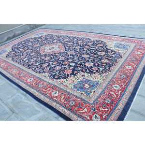 Alfombra vintage extragrande de 9.5x15.8 pies (291x481 cm), alfombra turca azul con lunares - Product Image 2