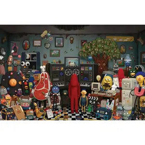 Póster decorativo de pared con imagen de grupo de personas, con la frase 'Don't Hug Me I'm Scared' - Product Image 1