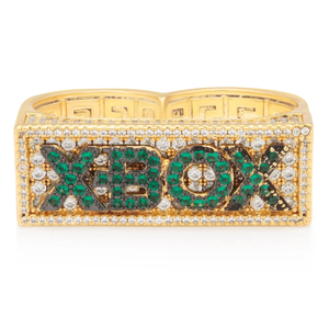 Xbox X King Ice Xbox Two Finger <b>Ring's</b> Green Diamond Pure Gold Masonite Untie <b>Ring's</b> - Product Image 4