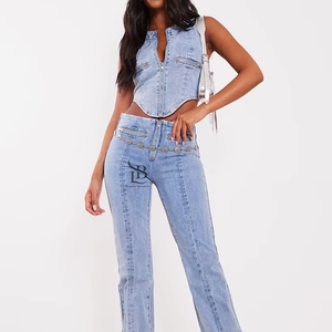 Top de tubo vaquero Floral de talla grande 2025 para mujer, camisa informal transpirable de longitud corta de alta calidad para mujer, diseño personalizado OEM - Product Image 1