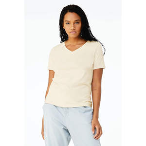 Airlume-Camiseta de algodón peinado y anillo para mujer, Camiseta holgada de manga corta con cuello en V, 100% oz, 4,2 - Product Image 1