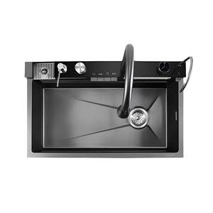 Los fregaderos de cocina de <span class=keywords><strong>cascada</strong></span> inteligentes populares están hechos de acero inoxidable 304/201 y vienen con arandela de taza fregadero de cocina para el hogar - Product Image 1