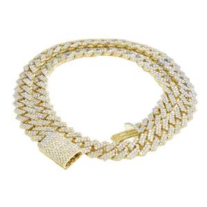 Heavy Yellow <b>Gold</b> Plated 10K Cuban Link <b>Choker</b> Chain with Lab Grown Diamonds Fully Iced Out Hip Hop Diamond <b>Necklace</b> - Product Image 1