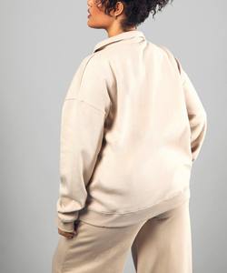 Sudadera con Cierre de Cremallera de un Cuarto, Color Nude, Estilo Hip Hop, para Mujer, Material de Felpa de Algodón Suave, Ropa Deportiva Informal Urbana - Product Image 4