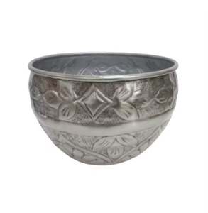 Lot de 3 nouveaux pots de grande taille en métal antique argenté pour la décoration de balcon et de jardin. - Product Image 5