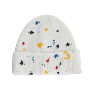 Gorro de invierno con logotipo personalizado, gorro de pescador tejido, gorro desgastado pintado a mano, gorro corto de estilo Hip Hop, gorro Jacquard de invierno a la moda - Product Image 5