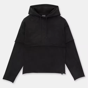 Luxury Raw Hem 360 Gsm French Terry Hoodie Oversized Stone Washed Distressed Double Layer Hoodie - Product Image 2