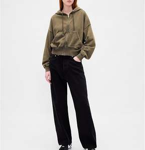 Venta al por mayor de lavado ácido cremallera sudaderas con capucha de los hombres de moda Streetwear Zip Up chaquetas con capucha logotipo personalizado Premium OEM precio de proveedor a granel - Product Image 3