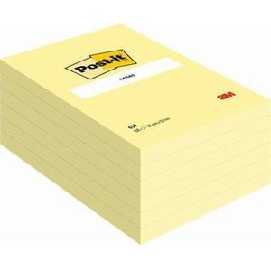 Blocs-notes Post-it Gelb 102 x 152 mm, 100 feuilles par bloc, autocollants et magnétiques, pour usage scolaire VPE 6 - Product Image 1