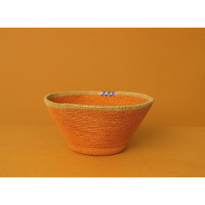 Juego de tazones de mimbre tejidos a mano, estilo bohemio, con borde bicolor, redondos, apilables, para decoración de la mesa de comedor del hogar. - Product Image 3