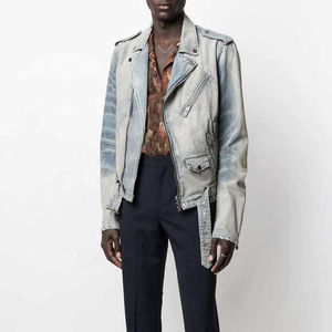 2025 vente en gros respirant logo personnalisé veste en jean personnalisé hommes Multi fermeture éclair motard Moto en détresse hommes vestes en jean oem - Product Image 2