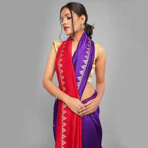 Superbe Saree en soie brute avec motif Bagru imprimé à la main pour les fêtes et les occasions spéciales Style indien et pakistanais - Product Image 4