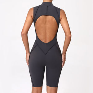 Nuevo mono deportivo y mono, traje de Yogini con cremallera trasera hueca de Material cepillado para correr y Fitness - Product Image 4