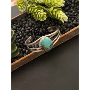 Navajo Handmade Mine 8 Turquoise & Sterling <b>Silver</b> Fashion <b>Cuff</b> <b>Bracelet</b> - Product Image 3