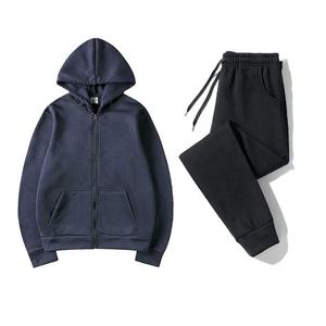 Vente en gros de survêtements simples pour hommes Oem avec rayures contrastées Vestes à capuche Survêtement de jogging pour hommes avec capuche - Product Image 3