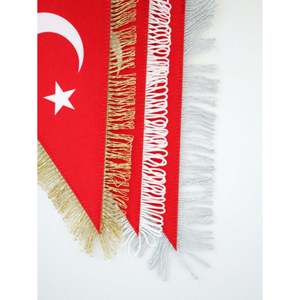 Bannière de fanion en satin cristal double face de qualité supérieure, découpe triangulaire et franges dorées, drapeau de qualité - Product Image 6