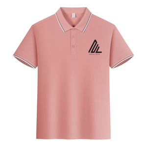 เสื้อกอล์ฟผ้าฝ้ายสแปนเด็กซ์สีทึบปักโลโก้สำหรับผู้ชาย - Product Image 6