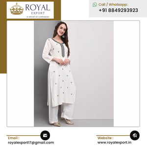 Pantalon Kurti en coton de créateur avec Chanderi Cotton Dupatta Design le plus populaire pour mariage et fête en Inde - Product Image 5