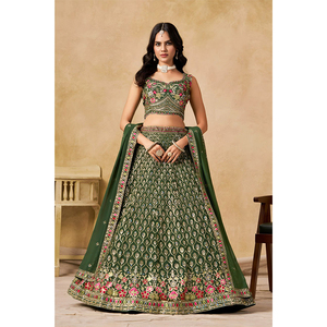 Distribuidor Mayorista de Ropa de Boda, Colección de Ropa India Tradicional, Lehenga Choli de Georgette con Bordado en Venta - Product Image 1