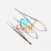 Juego de Pinzas Oftálmicas Castroviejo Micro Scissors Needle Holder Curved TC Forceps, Calidad Alemana, Acero Inoxidable de Grado Médico, CE