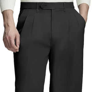 Pantalons décontractés à jambes larges plissés de style vintage pour homme, style old money - Product Image 1