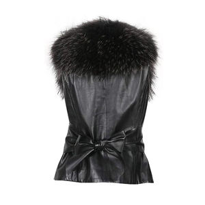 Recién llegado, chaleco de cuero para mujer en mapache de felpa Real y piel de conejo suave, lujoso y acogedor precio de fábrica, perfecto para la moda de invierno - Product Image 4