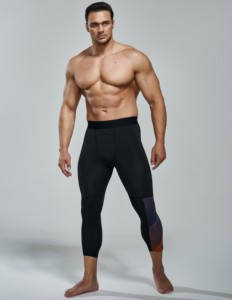 Leggings serrés de compression pour entraînement d'entraînement pour hommes Yoga Gym Wear pour la course à pied Sports Jogging Tricoté Méthode de tissage - Product Image 3
