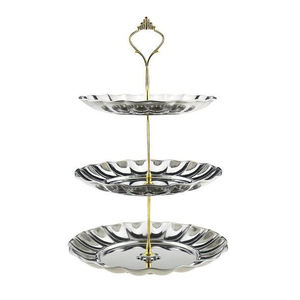 Soporte de pastel de acero inoxidable de aspecto moderno de diseño clásico, acabado plateado brillante para postre, soporte para cupcakes, pastel de cumpleaños - Product Image 3