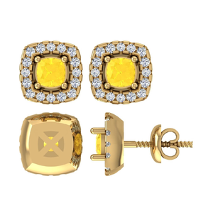 Pendientes de tuerca de diamante amarillo de lujo Natural de oro divino Pendientes de tuerca de diamantes brillantes en pendientes de oro elegantes Pendientes de diamantes de oro Joyería de moda - Product Image 4