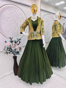 Lehenga choli Koti faux georgette ผ้าไหมโมโนเย็บสำหรับงานปาร์ตี้ - Product Image 5