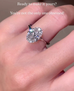 Anillo de compromiso de diamante ovalado, anillo de diamante cultivado en laboratorio ovalado, anillo de Halo oculto, anillo de oro blanco/amarillo/rosa, anillo de diamante para ella - Product Image 6