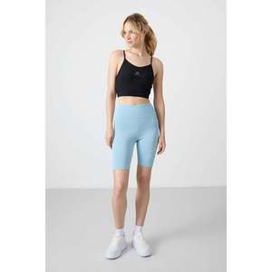 Tommylife Leggings de cycliste taille haute pour femme, coupe ajustée, en micro scuba, pour le yoga et le sport, bleu clair - Product Image 3