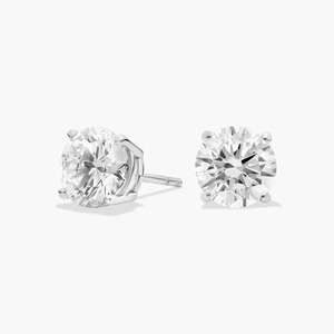 Pendientes de Diamantes Redondos Brillantes de Cuatro Puntas de Primera Calidad, 3.00 Ct, Diamantes Cultivados en Laboratorio en Oro de 14K, para Bodas, Compromisos y Fiestas - Product Image 1