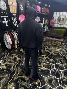 ชุดวอร์มพิมพ์ลายพลอยเทียมสำหรับผู้ชายชุดวอร์ม2ชิ้นเสื้อผ้าแนวสตรีทฮิปฮอปสุดหรูชุดวอร์มระบายอากาศออกแบบตามสั่งพร้อมงานปะ - Product Image 6