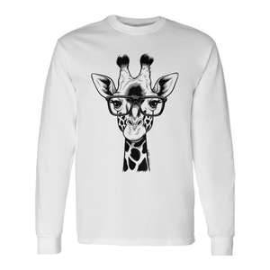 Cool Summer Animal Lover Long Sleeve <b>T</b>-<b>Shirt</b> <b>with</b> Cute <b>Giraffe</b> Graphic Casual and Promotional - Product Image 1