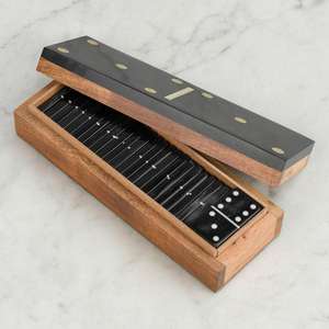 Natural Wood <b>Box</b> Black Dominoes Puzzle Game <b>Box</b> <b>Gift</b> Accessories <b>Cheap</b> Price - Product Image 3