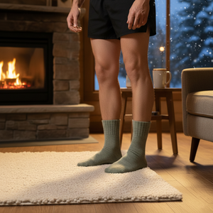 Chaussettes d'hiver thermiques pour hommes en laine, style vintage, douces, en coton épais, pour la maison, le bureau, l'école, la randonnée, cadeaux de Noël idéaux - Product Image 4
