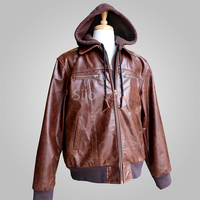 Blouson Moto Classique Homme 2025 en Cuir de Vachette Marron avec Capuche – Tendance Hiver, Imperméable, Respirant et Chauffant pour Adultes